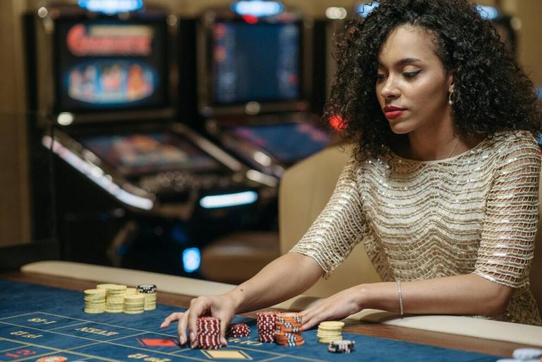 woman playing in casino
