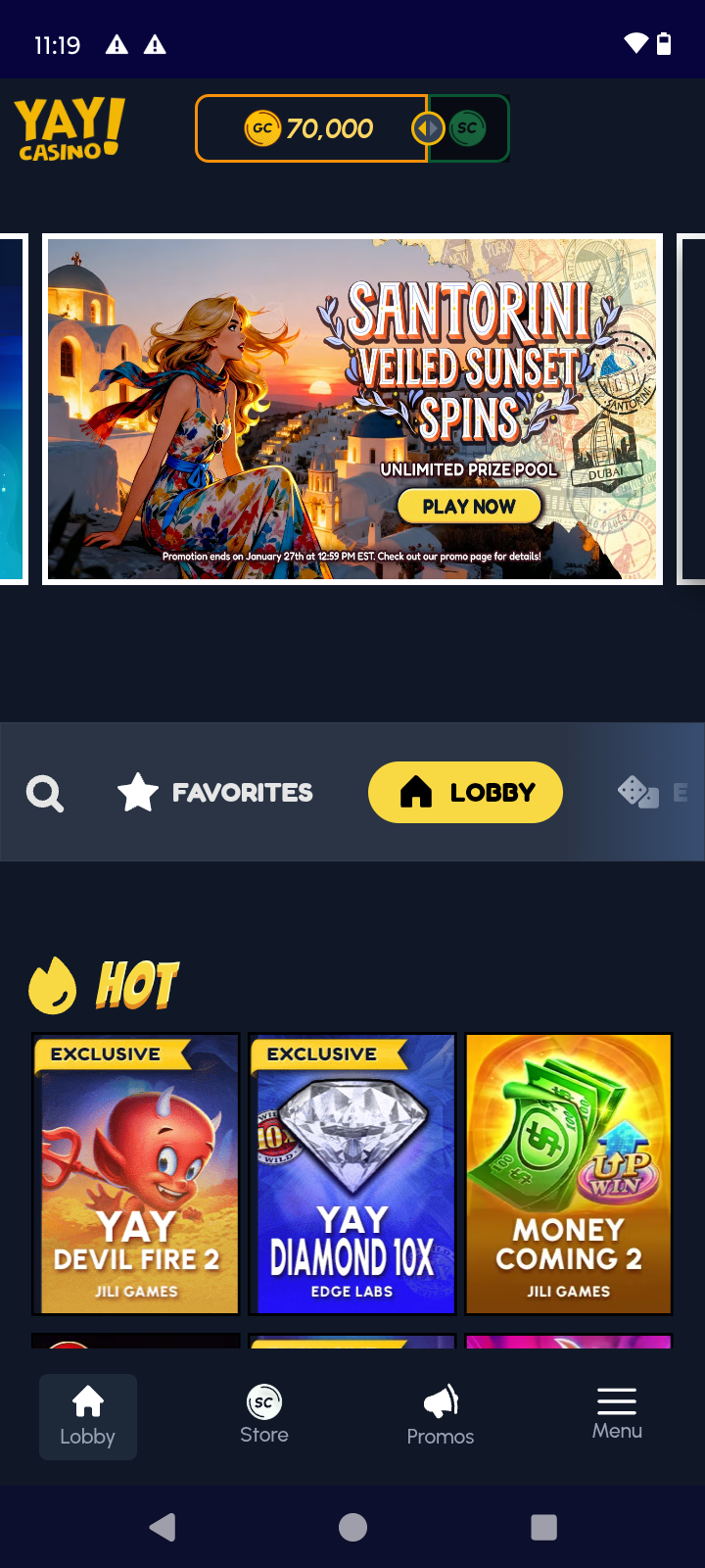 Yay Casino Android App screenshots